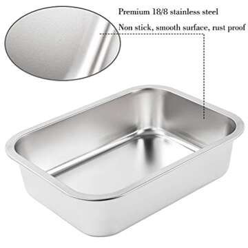 Yangbaga Stainless Steel Litter Box for Kittens, 4 in Height Easy Entry, Odor Control, Non Stick, Easy to Clean,Litter Box for Rabbits, Ferrets,Guinea Pigs and Hamsters