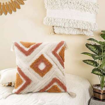 Merrycolor Boho Decorative Pillow Covers with Tassels