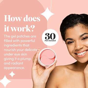 Rose Golden Under Eye Collagen Gel Mask - Bright Eyes Anti Aging Treatment For Dark Circles, Puffy Eyes, Bags, Fine Lines - 30 Pairs (60 Total Rose Gold Patches)