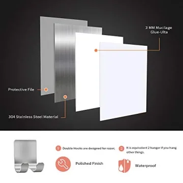 Heavy Duty Razor Holder Shaver Hook with Self-Adhesive