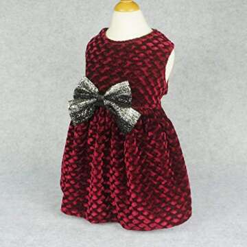 Fitwarm Christmas Dog Dresses for Pet Clothes Cat Vest Dresses Apparel Lightweight Velvet Red Large
