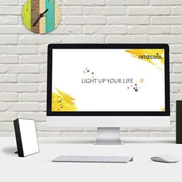 AMZCOOL 10,000 Lux Happy Energy Light Therapy Simulated Natural Sunlight Full Spectrum LED Lamp Light Box Portable Thin Border High Design Quality Aluminum Alloy Material
