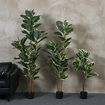 FLOWORLD 6ft Tall Artificial Rubber Tree Plant for Home Decor