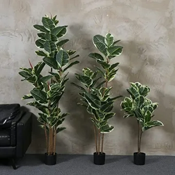 FLOWORLD 6ft Tall Artificial Rubber Tree Plant for Home Decor