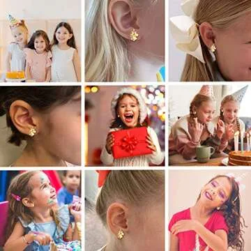 UNGENT THEM Silver Unicorn Stud Earrings for Little Girls Hypoallergenic CZ Unicorn Lovely Gifts for Daughter Birthday Party