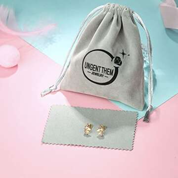 UNGENT THEM Silver Unicorn Stud Earrings for Little Girls Hypoallergenic CZ Unicorn Lovely Gifts for Daughter Birthday Party