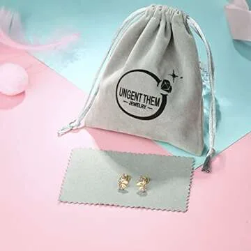 UNGENT THEM Silver Unicorn Stud Earrings for Little Girls Hypoallergenic CZ Unicorn Lovely Gifts for Daughter Birthday Party