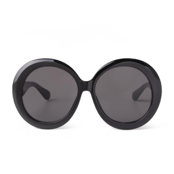 ADE WU Oversized Round Sunglasses for Women Vintage 60s 70s Big Frame Shades UV 400 Protection Sun Glasses Trendy Black