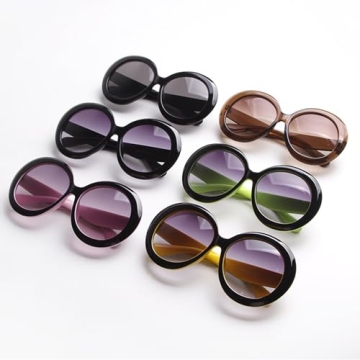 ADE WU Oversized Round Sunglasses for Women Vintage 60s 70s Big Frame Shades UV 400 Protection Sun Glasses Trendy Black