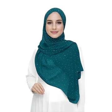 Sparkle Shimmer Gold Glitter Women's Chiffon Hijab Head Scarf Shawl Wrap Lightweight (Teal Green)