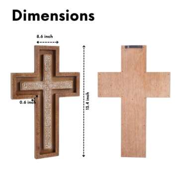 BAYSBAI Wooden Cross, Hanging Crucifix Wall Cross Catholic, Decorative Crosses for the Wall, Christian Baptism Confirmation Gift