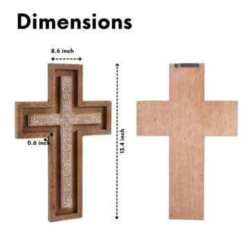 BAYSBAI Wooden Cross, Hanging Crucifix Wall Cross Catholic, Decorative Crosses for the Wall, Christian Baptism Confirmation Gift