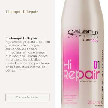 Salerm - Repair Shampoo - Hi Repair Shampoo - 250 ml - Deep Hydration for Damaged Hair - Repairs and...