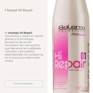 Salerm Hi Repair Shampoo - Deep Hydration & Shine for Damaged Hair - 250ml