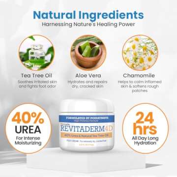 activelife - Revitaderm 4D Urea Cream 40 Percent for Feet Maximum Strength, for Dry Hands, Elbows and Knees, Callus Remover for Feet, Free Pumice Stone, 4oz, 1 Pack