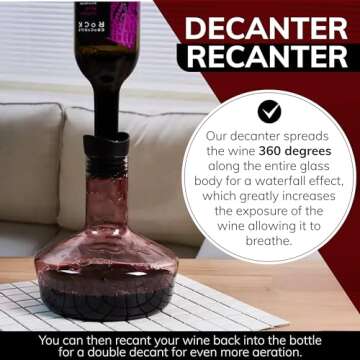 Wine Decanter With Aerator - Hand Blown 100% Lead-Free Crystal - Gift Set with Accessories