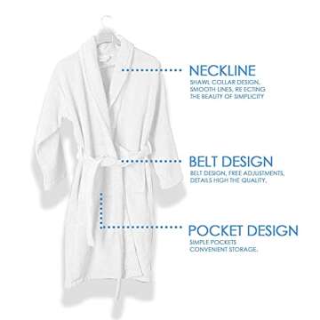 BIOLINEN Premium 100% Cotton Terry Shawl Bath Robe Collar with FREE Slippers - ONE Unisex Men & Women Spa Robe