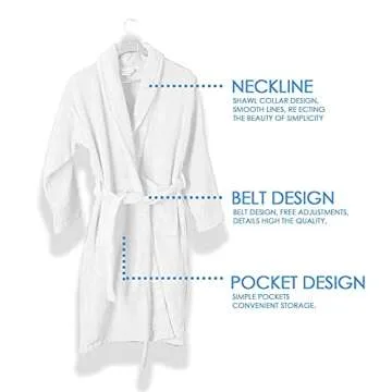 BIOLINEN Premium 100% Cotton Terry Shawl Bath Robe Collar with FREE Slippers - ONE Unisex Men & Women Spa Robe