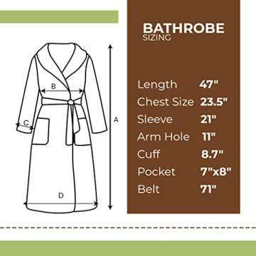 BIOLINEN Premium 100% Cotton Terry Shawl Bath Robe Collar with FREE Slippers - ONE Unisex Men & Women Spa Robe