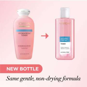 L'Oreal Paris Skincare HydraFresh Toner Face Toner with Pro-Vitamin B5 for a Smoother, Brighter Complexion, 2 Count
