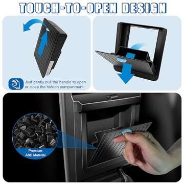 XINTUO 5Pcs Center Console Organizer Tray Compatible for Tesla Model Y Accessories 2025 2024-2021 Armrest Hidden Drawer Storage Box Cup Holder (Not Compatible for Model 3 2024)