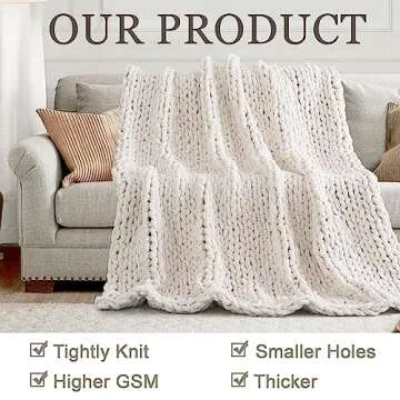Cozy Chunky Knit Throw Blanket 50x60 Handmade Warmth