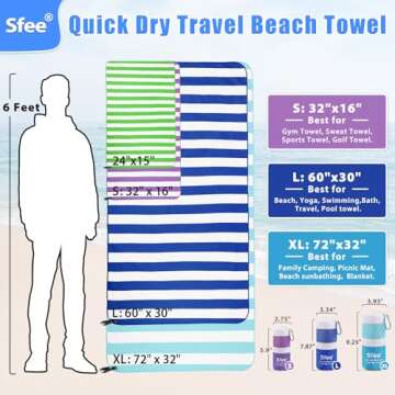 Sfee Quick Dry Microfiber Oversized Beach Towel Set
