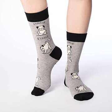 Good Luck Sock Women's Yoga Pugs Socks, Adult, Shoe Size 5-9