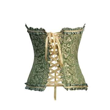 EFOFEI Women's Burlesque Vintage Satin Halter Boned Zipper Bustier Corset Top Green XL