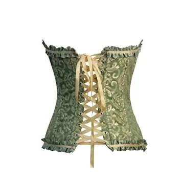 EFOFEI Women's Burlesque Vintage Satin Halter Boned Zipper Bustier Corset Top Green XL