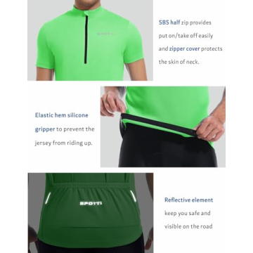 Spotti Men's Cycling Jersey - Quick Dry & Breathable Green Jersey