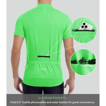 Spotti Men's Cycling Jersey - Quick Dry & Breathable Green Jersey