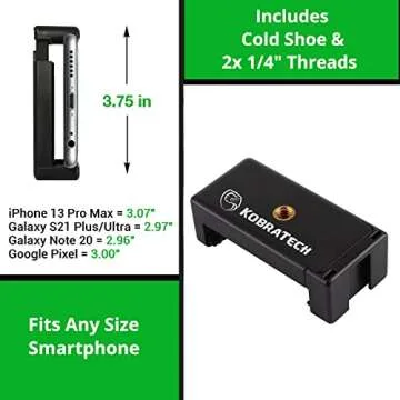 KobraTech Cell Phone Tripod - TriFlex Mini Tripod for iPhone - Flexible Tripod iPhone + Bluetooth Remote
