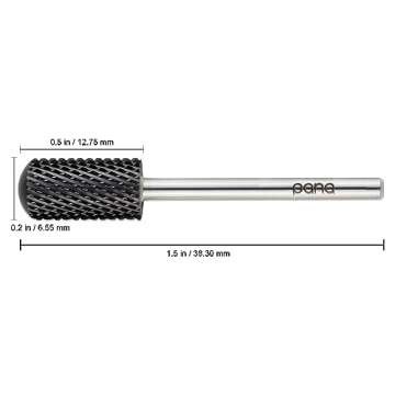 PANA Smooth Top Large Barrel 3/32" Shank Size - (DLC Black, Coarse Grit) - Fast remove Acrylic or Ha...