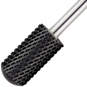 PANA Smooth Top Large Barrel 3/32" Shank Size - (DLC Black, Coarse Grit) - Fast remove Acrylic or Hard Gel Nail Drill Bit for Manicure Pedicure Salon Professional or Beginner