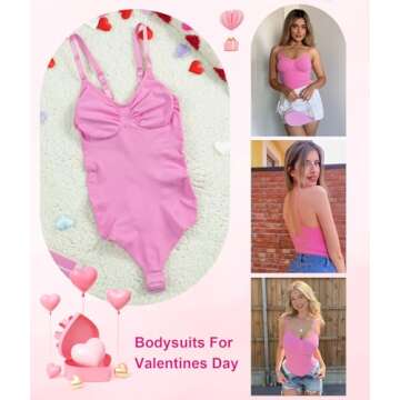 SHAPERX Women's Shapewear Bodysuit Tummy Control Body Shaper Seamless Sculpting Snatched Waist Body Suit，SZ5215-Pink-XXS/XS