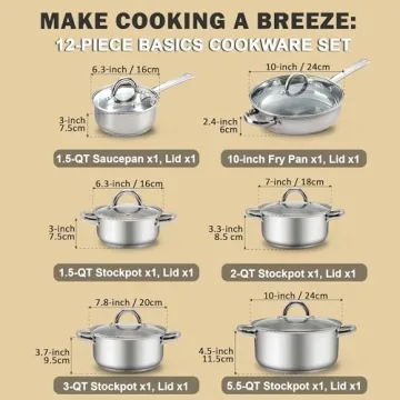 Cook N Home 12-Piece Stainless Steel Cookware Set