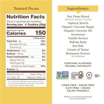 Simple Mills Almond Flour Crunchy Cookies, Toasted Pecan - Gluten Free, Vegan, Healthy Snacks, Made with Organic Coconut Oil, 5.5 Ounce (Pack of 3)