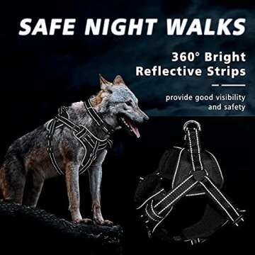 WINSEE No Pull Dog Harness, Step in Dog Harness with a Dog Collar, Chest Adjustable Soft Padded Vest, Reflective No Escape Harness Easy Running Walking for Small, Medium, Large, Extra-Large Dogs