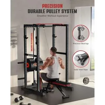 Sportsroyals Power Rack with Pulley System for Home Gym