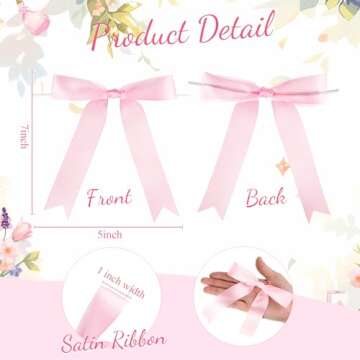 Riceshoot Twist Tie Bows - 50 Pcs Tender Pink 5x7 Inch Satin Ribbon for Every Occasion