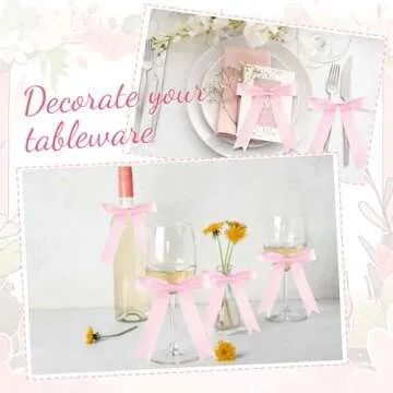 Riceshoot 50 Pcs Pink Twist Tie Bows for Gift Wrapping