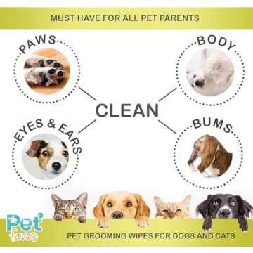 Pet Faves Dog Wipes for Cleaning and Deodorizing | Hypoallergenic Grooming Wipes for Paws and Butt, Clean Face & Body Between Baths, Plant Based Natural Pet Wipes for Dogs and Puppy (100 Count)