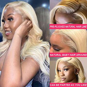 Duchess Premium Body Wave 613 Lace Front Wig Human Hiar - 180% Density 13x6 Blonde Lace Front Wigs H...