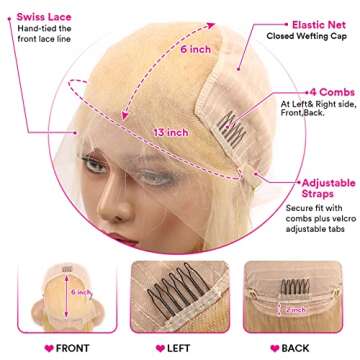 Duchess Premium Body Wave 613 Lace Front Wig Human Hiar - 180% Density 13x6 Blonde Lace Front Wigs Human Hiar Pre Plucked with Baby Hair - HD Transparent 613 Lace Frontal Wig - 22IN