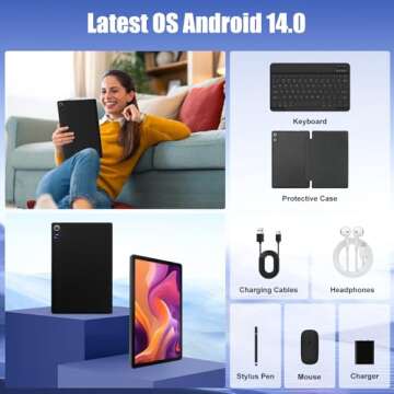 HiGrace Android Tablet 14GB RAM 11 Inch with Keyboard