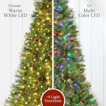 Best Choice Products 12ft Pre-Lit Scotch Pine Christmas Tree, Premium Pre-Decorated Artificial Holiday Decor w/ 3,630 Branch Tips, 2-in-1 White and Multicolor LED Lights, Cordless Setup