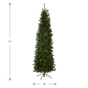 National Tree Company Artificial Slim Christmas Tree, Green, Kingswood Fir, Includes Stand, 7 Feet