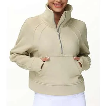 Shop THE GYM PEOPLE Women's Cozy Half Zip Sweatshirt