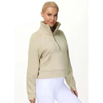 Shop THE GYM PEOPLE Women's Cozy Half Zip Sweatshirt